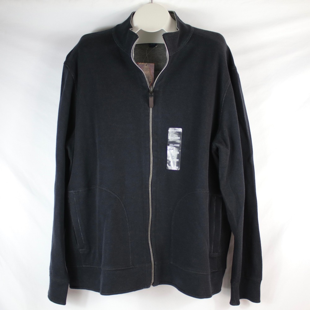 Bahama Bay Club Black / Gray Reversible Full Zip Sweater Men's Size XXL - NEW